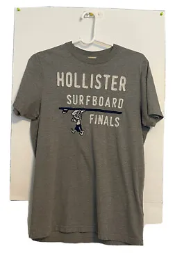 Hollister T Shirt Mens Large Cotton Gray Surfboard Finals Blue White Logo • $8.99