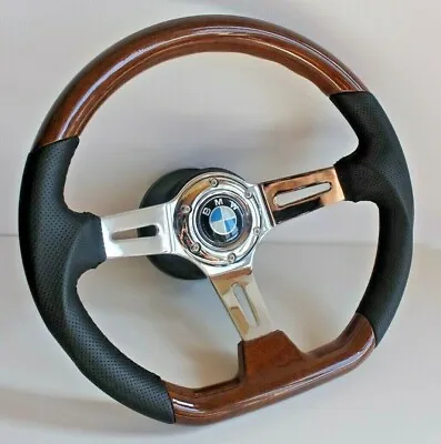 Steering Wheel Fits For BMW Used Wood Leather Flat E31 E32 E34 E36 Z3 93-98' • $329.78