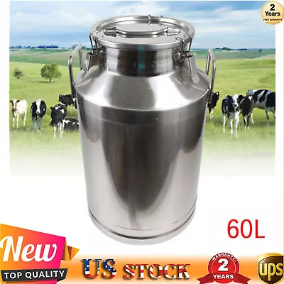 60 Liter Stainless Steel Milk Can Home Farm Milk Barrel Canister Storage Bucket • $128.25