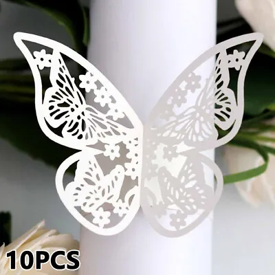 £2.75 • Buy 10Pcs Paper Napkin Ring Butterfly Laser Cut Napkin Holder Buckle Party Decor