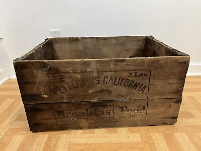 Vintage PETTIJOHN'S CALIFORNIA WOOD BOX Shipping Crate Country Rustic Storage MN • $55