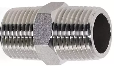 3/8  Male NPT X 3/8  Male NPT Hex Nipple 316 Stainless Steel • $7.95