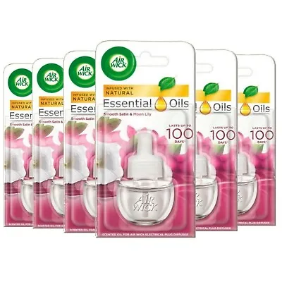 £20.39 • Buy 6 X Air Wick Plug In Air Freshener Refill Smooth Satin & Moon Lily 19ml