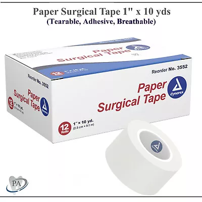 Medical Paper Surgical Tape Tearable Adhesive Breathable 1  X 10 Yds Up To 24 • $5.99