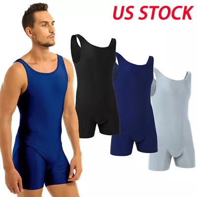 Mens Bodysuit Wrestling Singlet Jumpsuit Stretch Underwears Boxer Leotard Sport • $11.06