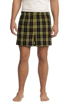 District - Young Mens Flannel Plaid Boxer - Gold - Small • $13.95