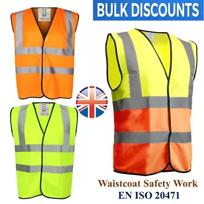 £3.49 • Buy Hi Vis Safety Vest Yellow Orange High Viz Visibility Waistcoat Reflective Jacket