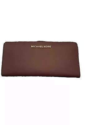 Michael Kors Jet Set Travel Flat Slim Bifold Saffiano Leather Wallet (Merlot) • $25