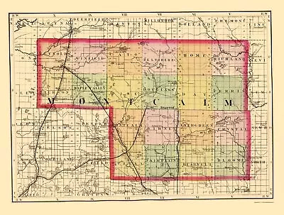 Montcalm County Michigan - Walling 1873 - 23.00 X 30.35 • $36.95