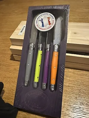 BNWT (In Box) Laguiole Multi-Coloured (Grey/Green/Purple/Orange) Cheese Knives • £30