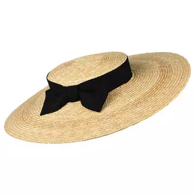 Failsworth Hats Pearl Straw Boater Hat - Natural-Black • £52.95