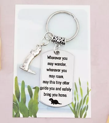 Otter Keyring Travel Keychain Otter Gifts Safe Travels Wanderlust Bag Charm • £7.99