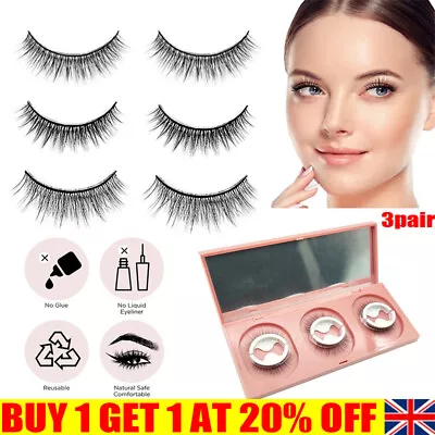 £8.59 • Buy Self-Adhesive Magnetic Eyelashes 3 Pairs False Natural Lashes Set UK CY