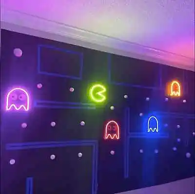 Packman Ghost  Neon Sign CustomCustom Logo SignsGame Room Decoration • $80.19
