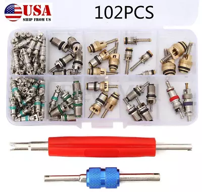 102Pcs Assortment Metal Car A/C Valve Core+Tool HVAC R134a/R12 Universal 11kinds • $22.85