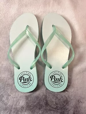 Victoria's Secret PINK Flip Flops Sandals Size (7/8) Seafoam Green RARE • $14