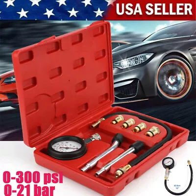 8X Professional Petrol Engine Compression Tester Kit Tool Set Compressor W/Case • $18.99