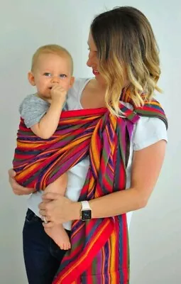 Maya Wrap Baby Carrier Quetzal Ring Sling Medium Stripes Cotton Multi Color • $30