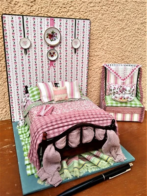 £138.77 • Buy Miniature 1/12 Bed Bedroom Set Victorian Furniture Dollhouse Unique OOAK