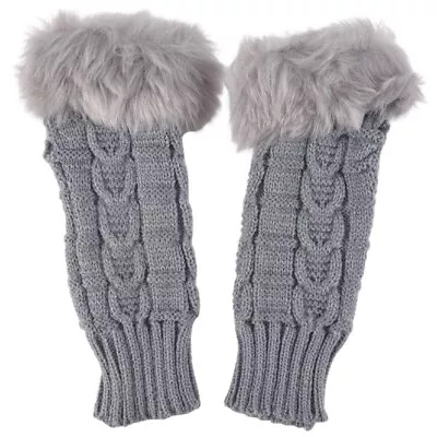 Women Faux Rabbit Fur Hand Wrist Winter Warmer Knitted Fingerless Gloves3080 • $4.74