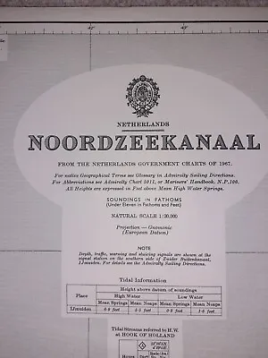 Vintage Admiralty Chart Noordzeekaal Netherlands  No.124. • £16.95