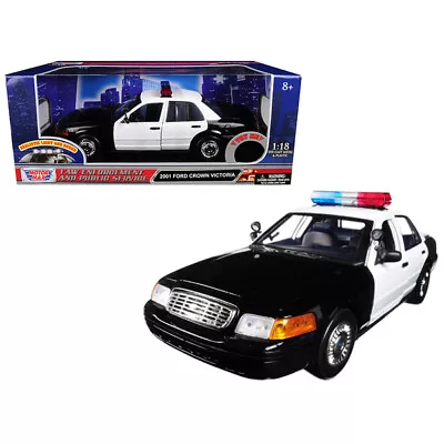 2001 Ford Crown Victoria Police Car Plain Black & White With Flashing Light B... • $76.38