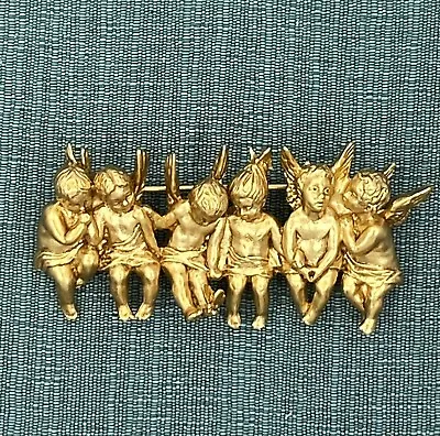 I Am Edgar Berebi My All In A Row Angel Child Vintage Brooch Pin Jewelry 24kplat • $34