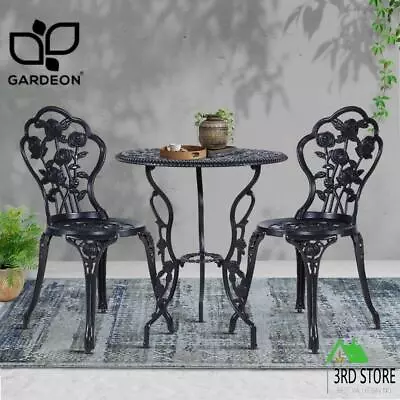 $162 • Buy Gardeon 3 Piece Outdoor Setting Chairs Table Bistro Set Cast Aluminum Patio Rose