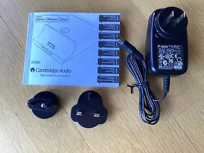 ORIGINAL CAMBRIDGE AUDIO MULTI VOLTAGE 12v 2a POWER SUPPLY &  MANUAL FOR ID100 • $9.99