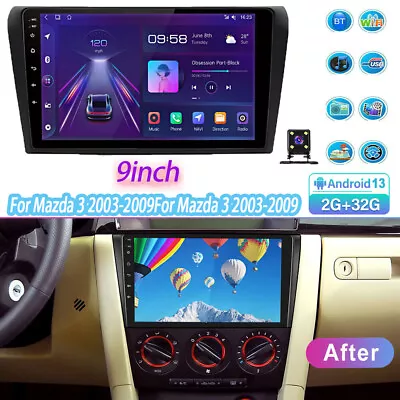 9  Head Unit 2+32G Android 13 Stereo Radio Gps Nav Carplay For Mazda 3 2003-2009 • $199.90