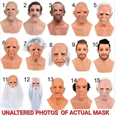 Realistic Latex Face Mask Halloween Cosplay Old Man Costume Disguise Fancy Dress • £18.99