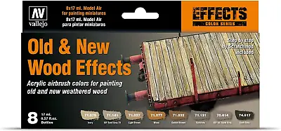 Acrylicos Vallejo Old & New Wood Effects  Model Air Set 17 Ml Pack Of 8 • £21.49