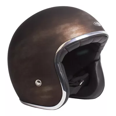 M Medium Classic Vintage Retro Rust Brown Open Face Motorbike Helmet Cafe Racer • $149.99