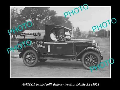 OLD HISTORIC PHOTO OF ADELAIDE SA AMSCOL BOTTLED MILK & DAIRY Co TRUCK C1938 • $9.90