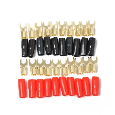  10 Pairs Copper Gold Plated 8 Gauge Strip Spade Terminal Spade Fork Adapters • $8.58