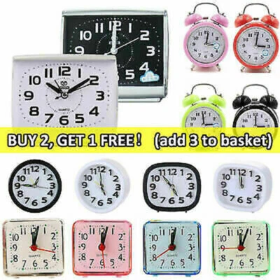 $12.59 • Buy Small Quartz Alarm Clocks Battery Operated Wakes Up Bedside Table Clock 