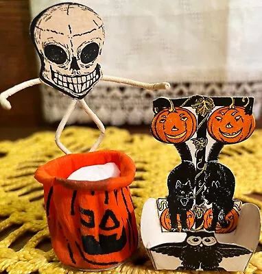 2 Vintage Halloween Candy Container Cup Party Favor Table Decorations JOLs Skull • $22.50