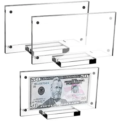 3 Pack Acrylic Display Currency Paper Money Holder Money Frame Dollar Bill • $29.77