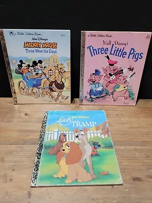 Lot Of (3) Vintage HC Books (Mickey Mouse/Three Little Pigs/Lady & Tramp) Golden • $7.20