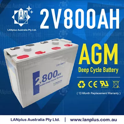 NEW 2V 800AH Sealed AGM Deep Cycle Maintenance Free Solar Battery UPS Storage • $449