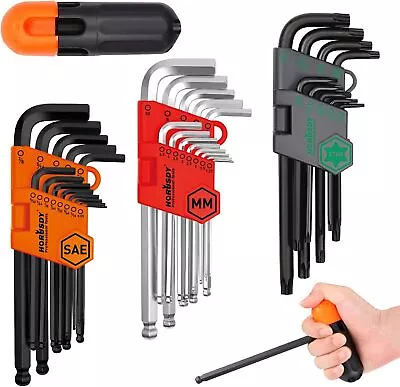 36 PC Long Arm Ball End Hex Key Allen Wrench Set Inch Metric Star With Bag Gift • $19.99