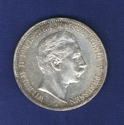 Germany Prussia  1907-a  5 Mark Silver Coin Almost Uncirculated • $65