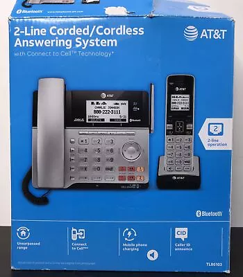 NEW AT&T 2-Line Corded/Cordless Phone Answering System TL86103 • $79.99