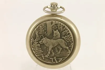 Vintage Russian Pocket MOLNIA WITH WOLVES Watch 1970's • $120