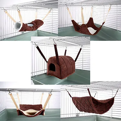£6.64 • Buy Hammock For Ferret Chinchilla Rat Rabbit Pouch Bed Toy House Luxury Chocolate
