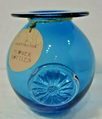 DARTINGTON FLOWER BOTTLE GLOBE DAISY TURQUOISE BLUE VASE Blown Glass VA2821/TQ • £81.91