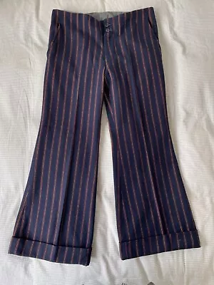 £70 • Buy Vintage Original 1970s Wool Flare Bell Bottom Pinstripe Trouser - Immaculate