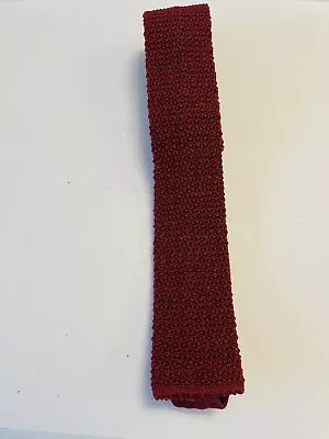 Isaco Burgundy  Red Knit Skinny  Short  Tie   Made In Italy  Vintage • $16