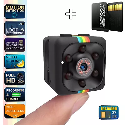 Mini Micro 1080P Home Security Camera With 32GB Card Night Vision Recorder US • $15.95