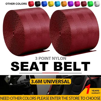2Pcs Seat Belt Webbing Polyester Seat Lap Retractable Nylon Safety Strap Winered • $33.32